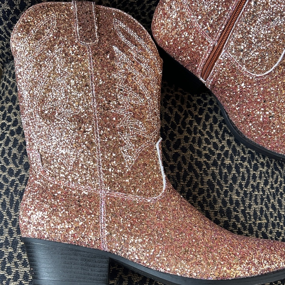 Rose Gold Glitter Cowboy Boots - Brand New! 9.5